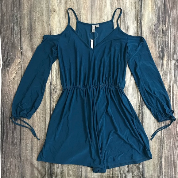 ASOS Teal Blue Cut-out Shorts Romper 4 S NWT - Picture 4 of 8